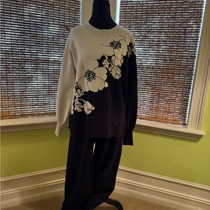 Amazon Black and White Floral Sweater and Pants Set